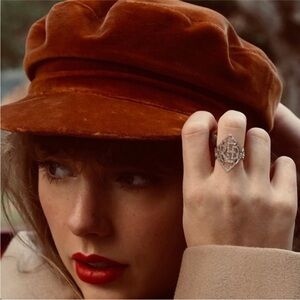 Taylor Swift Red Silver Adjustable Ring